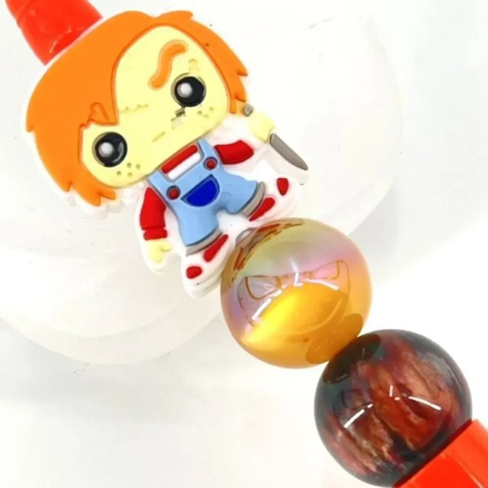 Murder doll Chuckie Chucky Halloween handmade pen NEW beads orange blue black sc